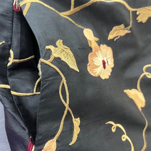 Spiegel Silk Jacket Womens Small Black Floral Embroidered Long Sleeve Lined - Picture 5 of 11